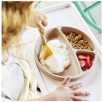 Тарілка секційна MinikOiOi Portions Bubble Beige, на присосці, силіконова (101050008) - Pampik - 2