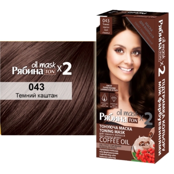 Тонуюча маска для волосся Acme Color Рябина Ton Oil Mask, Duo Pack, відтінок 043 (Темний каштан), 60 мл - Pampik