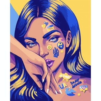 Картина за номерами Santi Дівчина з тату, неонові фарби, 40х50 см (954519) - Pampik