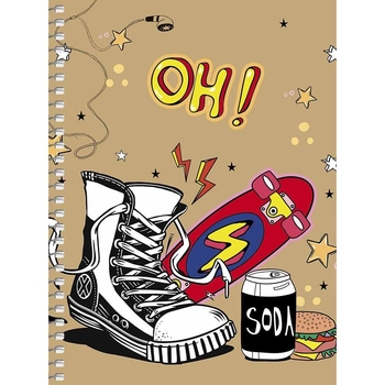 Блокнот для записей Student, В6, в клеточку, спираль, 80 л., Скейтборд (B6-SC-080-6105K) - Pampik