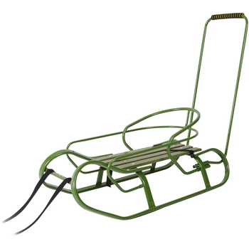 Санки Vitan Експрес зі спинкою, ручкою та кольоровою планкою хакі (2030083) - Pampik