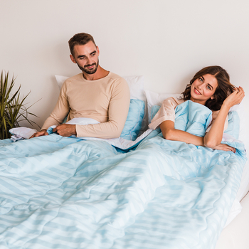 Ковдра антиалергенна MirSon Valentino Hand Made EcoSilk №0554, зимова, 110x140 см, біло-блакитна (14212310) - Pampik - 6