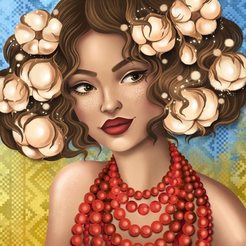 Алмазная мозаика Santi Украинка с хлопком, 40х40 см (954398) - Pampik