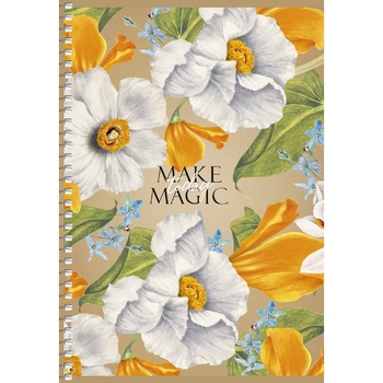 Тетрадь для записей Student А5, в клеточку, спираль, 96л., Белые цветы (A5-SC-096-6103K) - Pampik