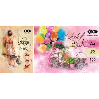 /Скетчпад А4 на твердій основі, 30 аркушів, клеєний, білий блок 100 г/м2, ART Line - Pampik