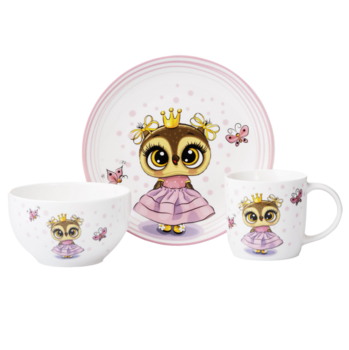 Набір дитячого посуду Ardesto Princess owl, 3 предмети (AR3453OS) - Pampik