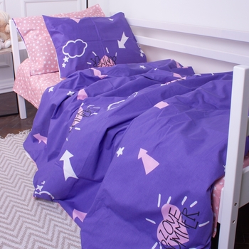 Пододеяльник на молнии MirSon Kids Time №137 Nina 2, бязь, 210х143 см, синий с розовым - Pampik - 2