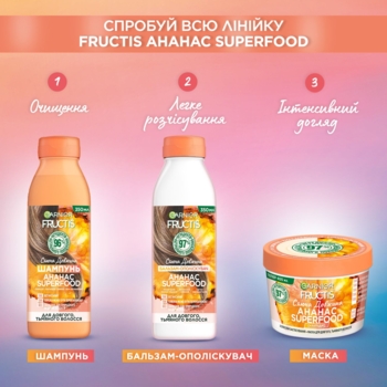 Маска Garnier Fructis Superfood Ананас Сияющая длина, для длинных и тусклых волос, 400 мл - Pampik - 10