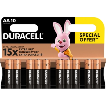 Лужні батарейки пальчикові Duracell Basic 1.5 V АA LR6/MN1500, 10 шт. (5000394152496) - Pampik - 2