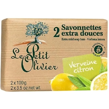 Мило екстраніжне Le Petit Olivier 100% vegetal oils soap, вербена лимон, 200 г (2 шт. по 100 г) - Pampik