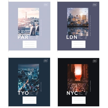 Набор ученических тетрадей Interdruk Premium City, клетка, А5+, 60 листов, 4 шт. (339515-4) - Pampik