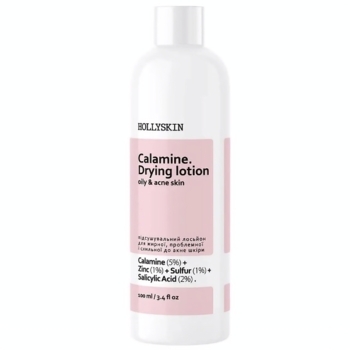 Подсушивающий лосьон Hollyskin Calamine Drying Lotion для жирной проблемной и подверженной акне кожи, 100 мл - Pampik