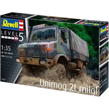 Сборная модель Revell Грузовик Unimog 2T milgl, уровень 5, масштаб 1:35, 190 деталей (RVL-03337) - Pampik