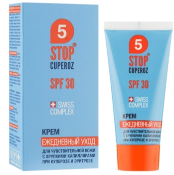 Крем для чутливої шкіри ФітоБіоТехнології 5 Stop Cuperoz Щоденний догляд, SPF30, 50 мл - Pampik