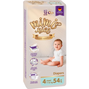 Подгузники Mimi Nice Royal comfort 4 (7-16 кг), 54 шт. - Pampik