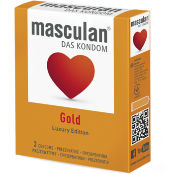 Презервативы Masculan Gold, золотого цвета, 3 шт. - Pampik