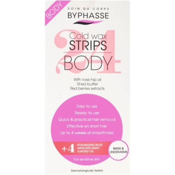 Смужки для депіляції зони бікіні та пахв Byphasse холодний віск для чутливої шкіри 24 шт. - Pampik