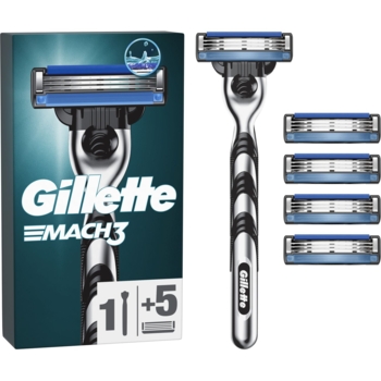 Станок для гоління Gillette Mach3, c 5 змінними картриджами - Pampik