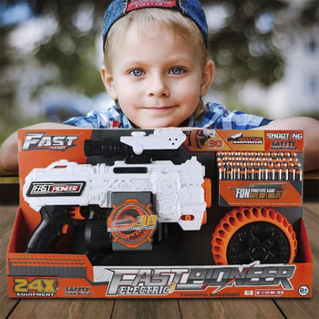 Іграшковий кулемет Fast Pioneer Electric з прицілом та м'якими набоями 24 шт. (BIG521) - Pampik - 3