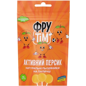 Натуральні льодяники на паличці Фрутім, персик, 50 г - Pampik