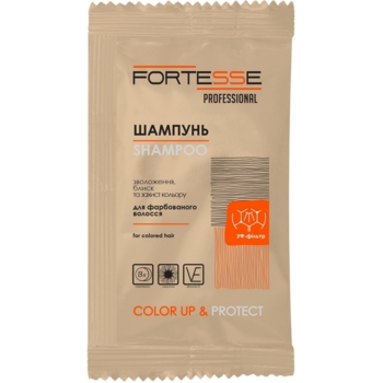 Шампунь Fortesse Professional Color Up & Protect Стійкість кольору, для фарбованого волосся, 15 мл - Pampik