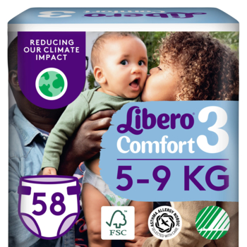 Подгузники на липучках Libero Comfort 3 (5-9 кг), 58 шт. - Pampik