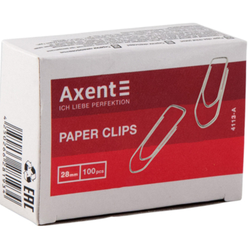 Скрепки Axent пятиугольные никелированные 28 мм 100 шт. (4113-A) - Pampik