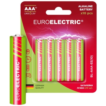 Батарейки Euroelectric AAA LR03 1,5V, 10 шт. - Pampik
