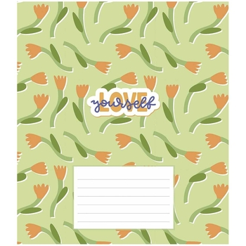 Зошит учнівський Школярик Love yourself, у клітинку, 18 аркушів, ВД-лак, 25 шт. (018-3209K) - Pampik