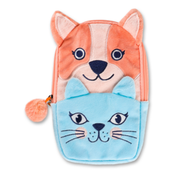 Пенал Offtop Кіт та пес, рожевий з синім - Pampik