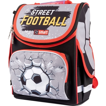 Рюкзак шкільний каркасний Smart PG-11 Football, сірий з чорним (559017) - Pampik