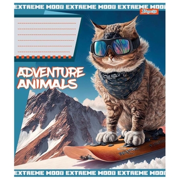 Зошит загальний 1 Вересня Adventure Animals, А5, в клітинку, 24 аркуша (766359) - Pampik