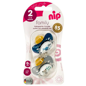 Пустушка Nip Моя сім'я №2, Х, 5-18 міс., Кит та Вовк, 2 шт. (38679-51) - Pampik - 2