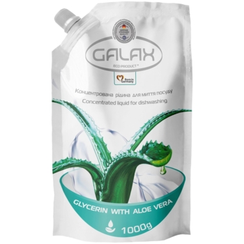 Концентрована рідина для миття посуду Galax Glycerin With Aloe Vera 1000 г - Pampik