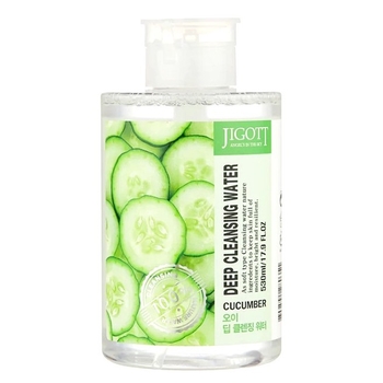 Рідина для зняття макіяжу Jigott Deep Cleansing Water Cucumber, 530 мл - Pampik
