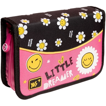 Пенал жесткий Yes HP-04 Smiley World, 13х21х4 см, розовый с черным (533348) - Pampik