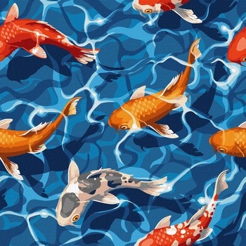 Набор для росписи по номерам Ідейка Японские карпы, 40х40 см (KHO4321) - Pampik