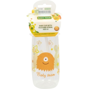 Поїльник Baby Team, з силіконовою трубочкою, 450 мл, жовтий (5015) - Pampik - 4