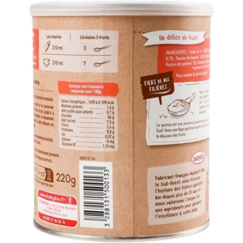 Каша злакова BabyBio з кіноа, бананом, апельсином та яблуком, 220 г - Pampik - 3