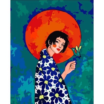 Картина за номерами Santi Дівчина з колібрі, 40х50 см (954367) - Pampik