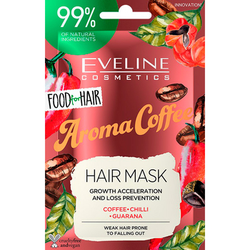 Маска для волосся Eveline Food for hair Aroma Coffee Прискорення росту волосся та запобігання випаданню, 20 мл - Pampik