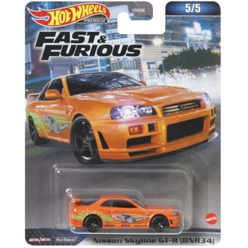 Автомодель Hot Wheels Форсаж Nissan Skyline GT-R BNR34 помаранчева (HNW46/HKD21) - Pampik