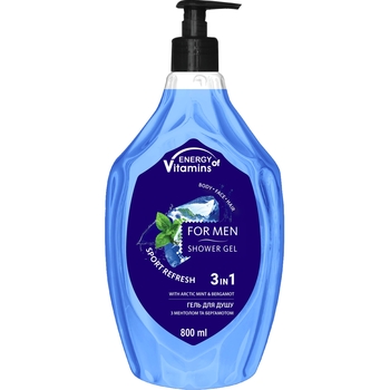 Гель для душа Вкусные секреты Energy of Vitamins Sport Refresh 3 в 1, 800 мл (6955) - Pampik