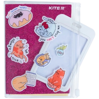 Блокнот Kite Pink cats А6+ в клітинку 80 аркушів рожевий (K22-462-1) - Pampik - 6
