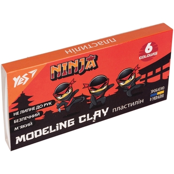 Пластилин Yes Ninja, 6 цветов, 120 г (540624) - Pampik