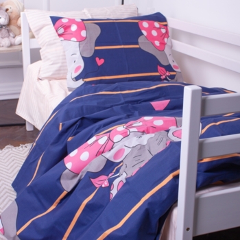 Пододеяльник на молнии MirSon Kids Time 17-0539 Elephant, бязь, 210х143 см, разноцветный - Pampik