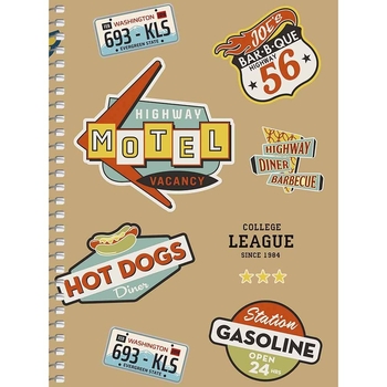 Блокнот для записів Student, В6, у клітинку, спіраль, 80 л., League соllege Motel (B6-SC-080-6105K) - Pampik