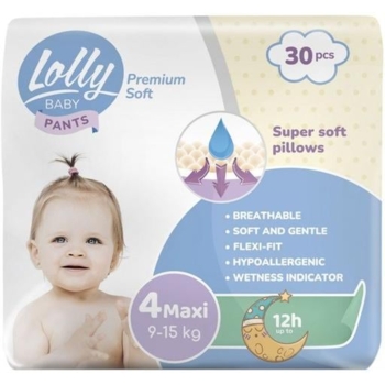 Подгузники-трусики Lolly Premium Soft 4 (9-15 кг), 30 шт. - Pampik