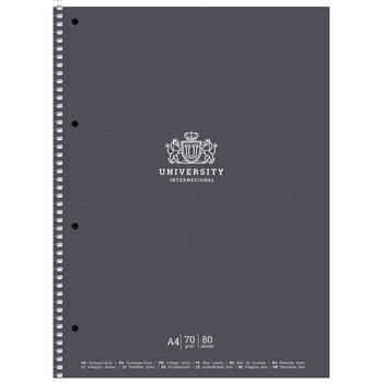 Колледж-блок Student, А4, в клеточку, спираль, 80 л., University international, серый (A4-CC-080-6503K) - Pampik