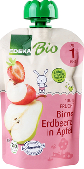 Пюре Edeka Bio Яблуко, груша та полуниця, 100 г - Pampik